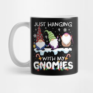 Just Hanging With My Gnomies cute Santa Gnome Tree light Candy Cane Snowflake Funny Christmas Gifts Mug